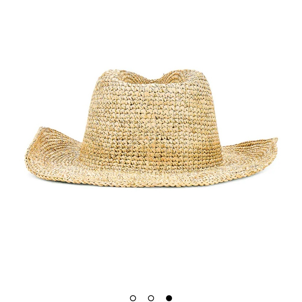 NWT Nikki Beach Cowboy Western Raffia Hat in Natural Gold OS - Picture 2 of 8